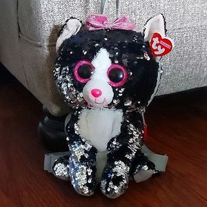 Ty fashion collection black cat zip up backpack